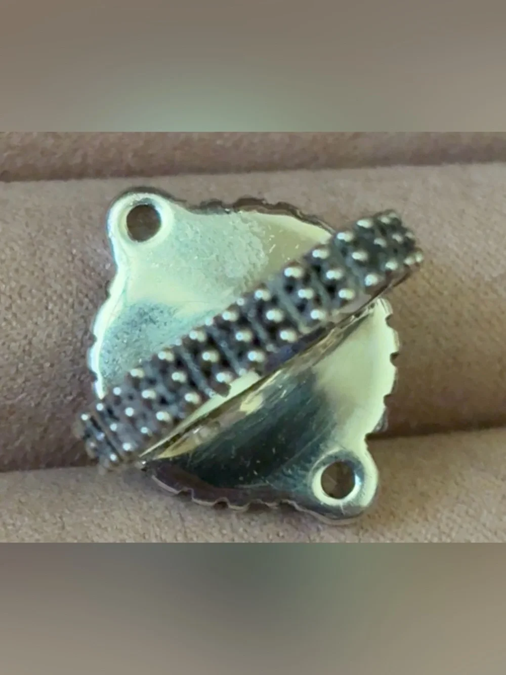 Vintage Signed Sajen Sterling Silver Hematite Moon Face Ring - Size 6